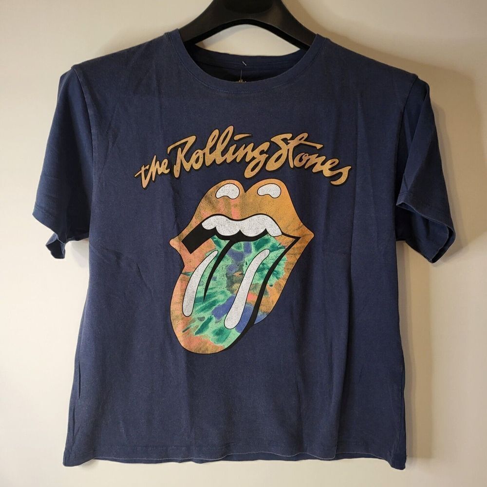 The Rolling Stones Short Sleeve Band Tee Women's Navy Size Large T-Shirt New